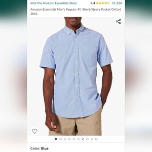 Amazon Essentials Men's Regular-Fit Short-Sleeve Pocket Oxford Shirt